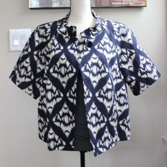 Navy and White Patterned Women's Jacket - Picture 1 of 13